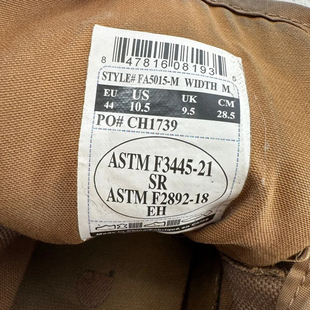 Carhartt Men FA5015-M Force Brown Leather Work Boots EH SR Size 10.5 M No Laces